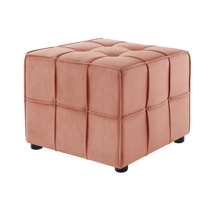 Velvet Cube Ottoman - Blush / Black