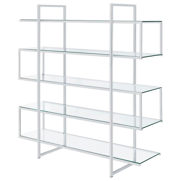 Elmer - 5-Shelf Bookcase - Chrome And Clear - Simple Home Plus