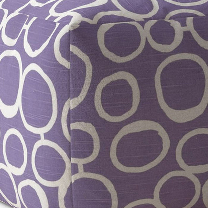 Cotton, Abstract Pouf Cover - Purple / White