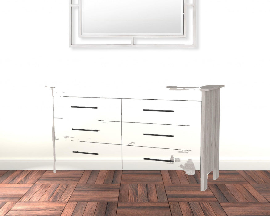 Six Drawer Double Dresser - Light Gray