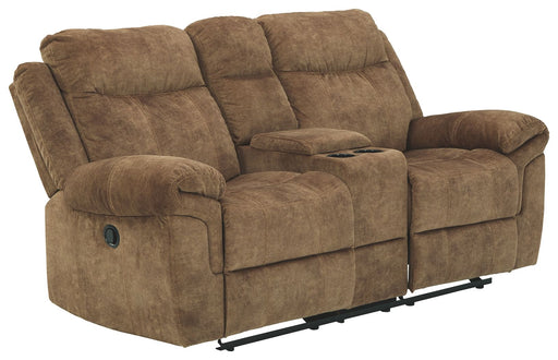 Huddle-up - Nutmeg - Glider Rec Loveseat W/Console - Simple Home Plus