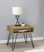 Fanning - Square End Table With Open Compartment - Golden Oak And Black - Simple Home Plus