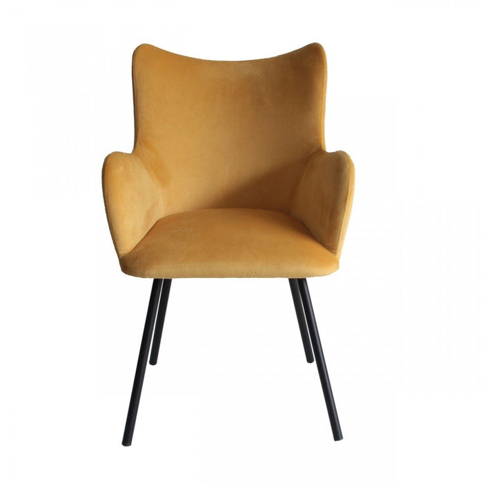 Curvy Velvet And Black Modern Dining Chair - Yellow