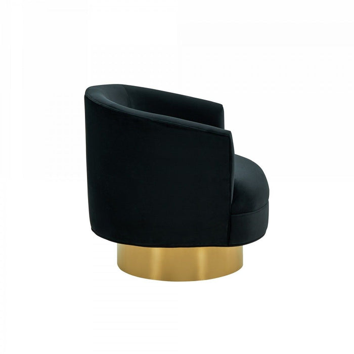 Velvet Barrel Chair - Black / Gold