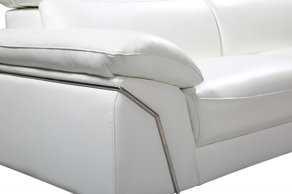 Italian Leather L Shaped Two Piece Sofa And Chaise Sectional - White