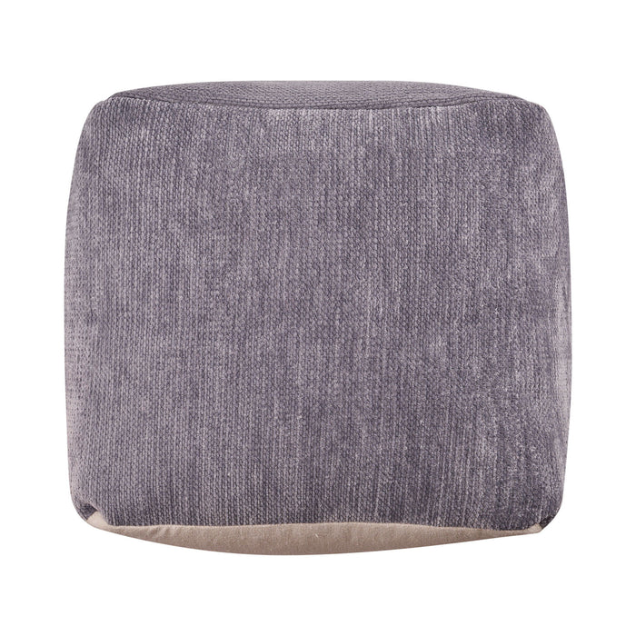 Chenille Cube Pouf Ottoman - Gray