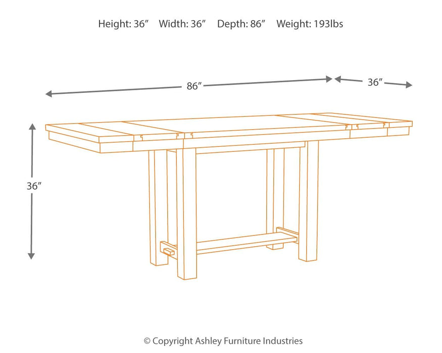 Moriville - Grayish Brown - Rectangular Dining Room Counter Extension Table - Simple Home Plus