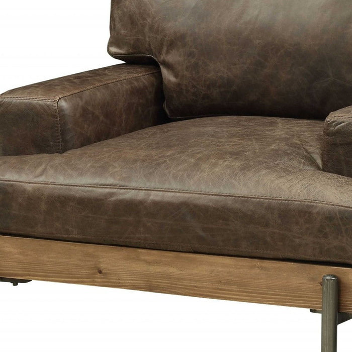 Faux Leather Chair And A Half - Chocolate And Gray