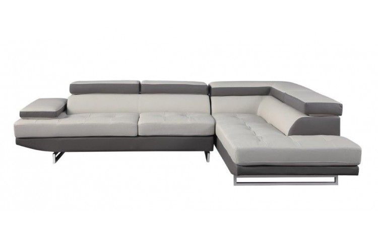 L Shaped Leather Two Piece Corner Sectional - Gray