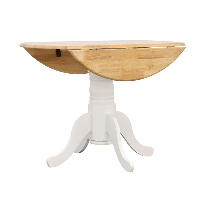 Allison - Drop Leaf Round Dining Table - Natural Brown And White - Simple Home Plus