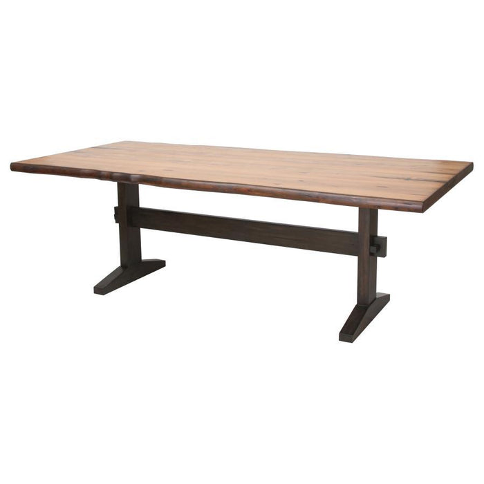 Bexley - Live Edge Trestle Dining Table - Natural Honey And Espresso - Simple Home Plus