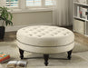 Elchin - Round Upholstered Tufted Ottoman - Oatmeal - Simple Home Plus