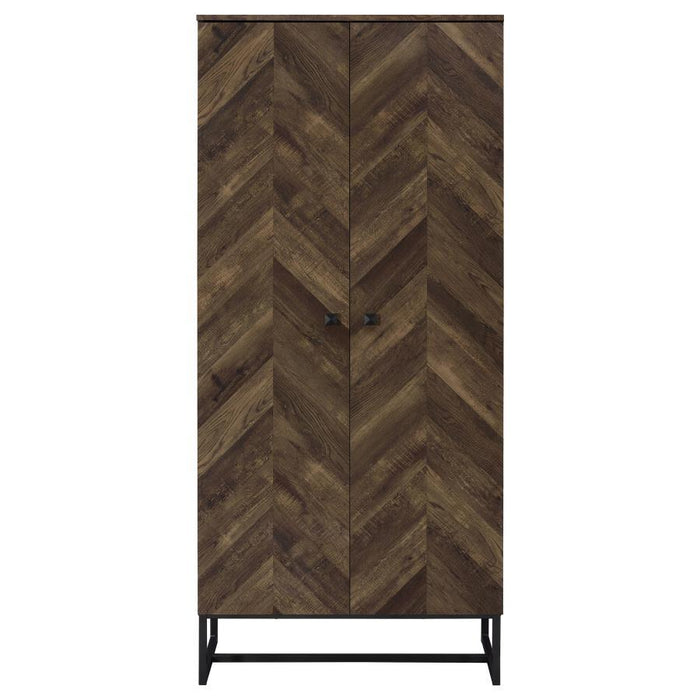 Carolyn - 2-Door Accent Cabinet - Rustic Oak And Gunmetal - Wood - Simple Home Plus