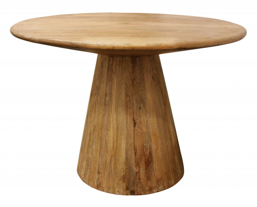 Rounded Solid Wood Pedestal Dining Table - Natural