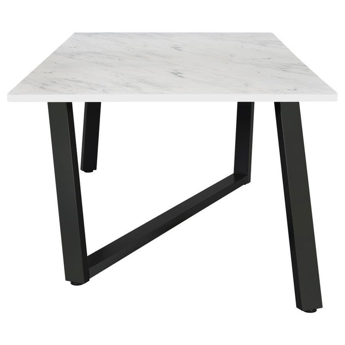 Mayer - Rectangular Dining Table Faux Marble - White And Gunmetal - Simple Home Plus