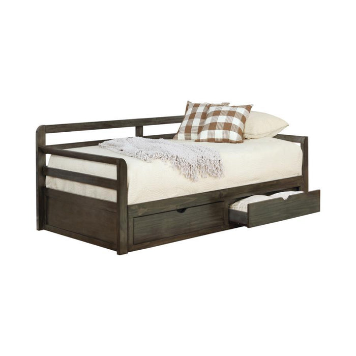 Sorrento - 2-Drawer Twin Daybed With Extension Trundle - Gray - Simple Home Plus