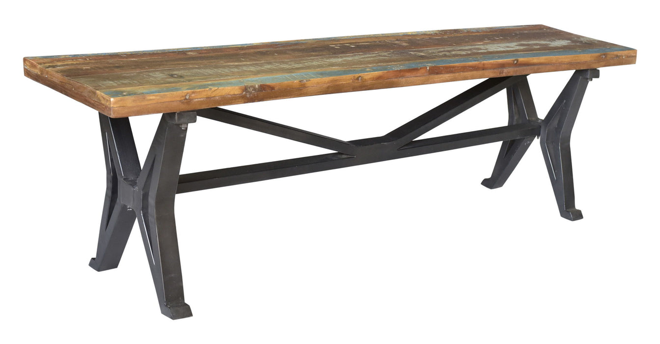 Distressed Solid Wood Dining Bench - Brown / Black