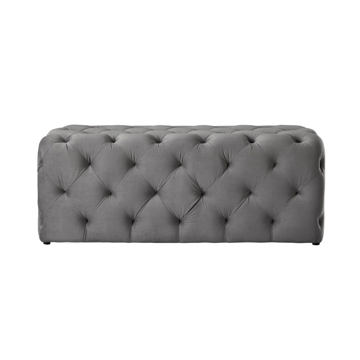 Upholstered Velvet Bench - Black / Gray