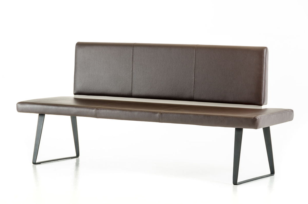 Upholstered Faux Leather Bench - Brown / Black