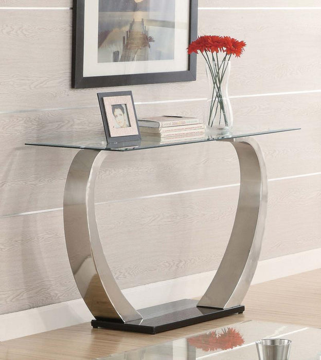 Pruitt - Glass Top Metal Base Console Table - Satin - Simple Home Plus