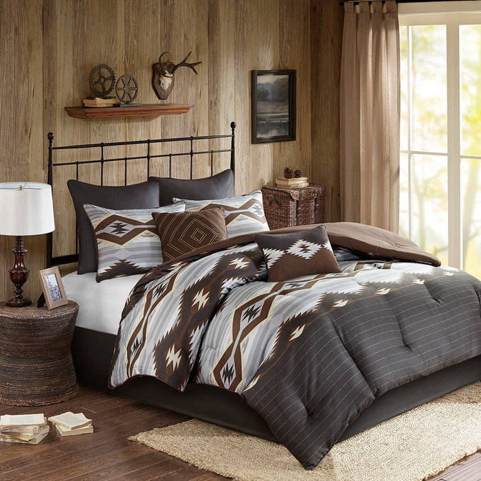 Bitter Creek - Queen Oversized Comforter Set - Gray / Brown