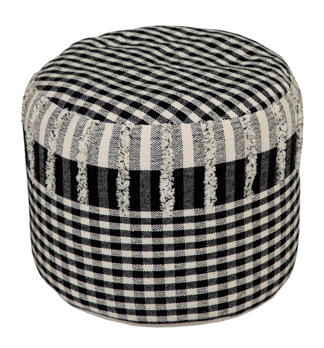 Cotton Round Ottoman - Black