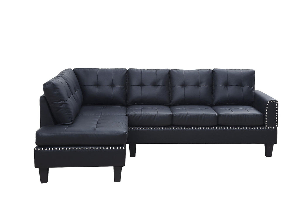 Polyurethane L Shaped Two Piece Corner Sectional - Black