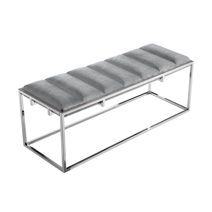 Upholstered Velvet Bench 50" - Silver / Gray