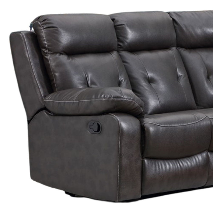 Polyester Blend Reclining U Shaped Three Piece Corner Sectional - Dark Gray