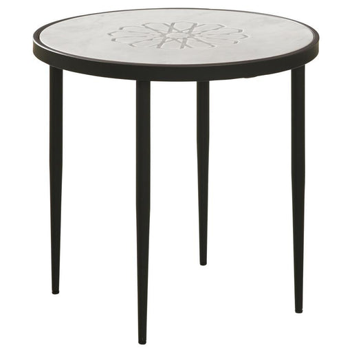 Kofi - Round Marble Top Side Table - White And Black - Simple Home Plus