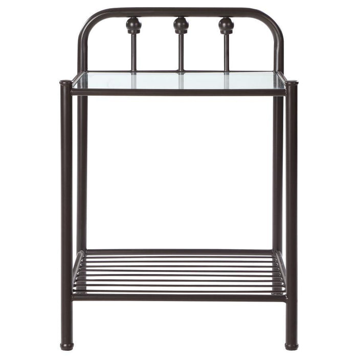 Livingston - 1-Shelf Nightstand With Glass Top - Dark Bronze - Simple Home Plus