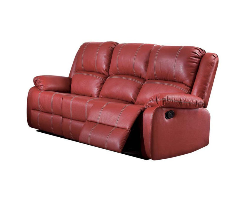 Faux Leather Reclining Sofa With Black Legs - Red