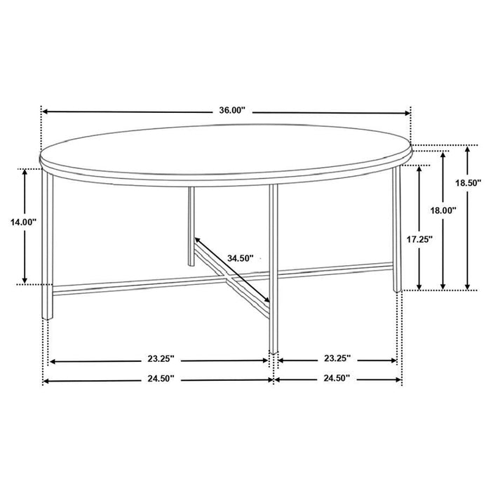 Ellison - Round X-Cross Coffee Table - White And Gold - Simple Home Plus