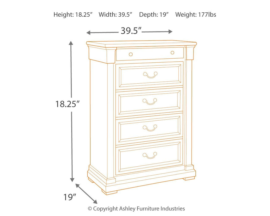 Bolanburg - Antique White / Brown - Five Drawer Chest - Simple Home Plus