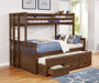 Atkin - Twin Extra Long Over Queen 3-Drawer Bunk Bed - Weathered Walnut - Simple Home Plus