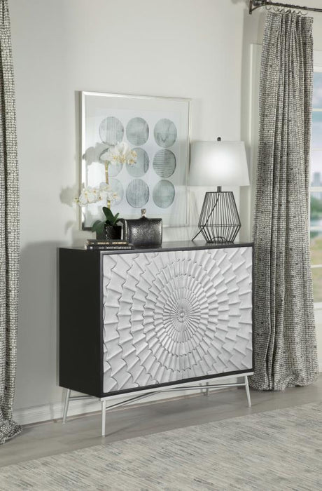 Josie - Rectangular 2-Door Accent Cabinet - Black And Silver - Simple Home Plus