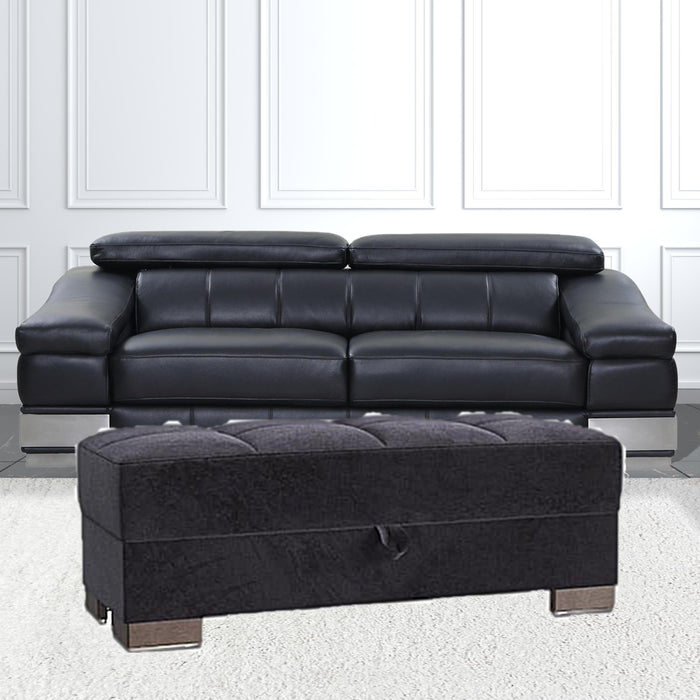 Microfiber Tufted Storage Ottoman - Black / Brown