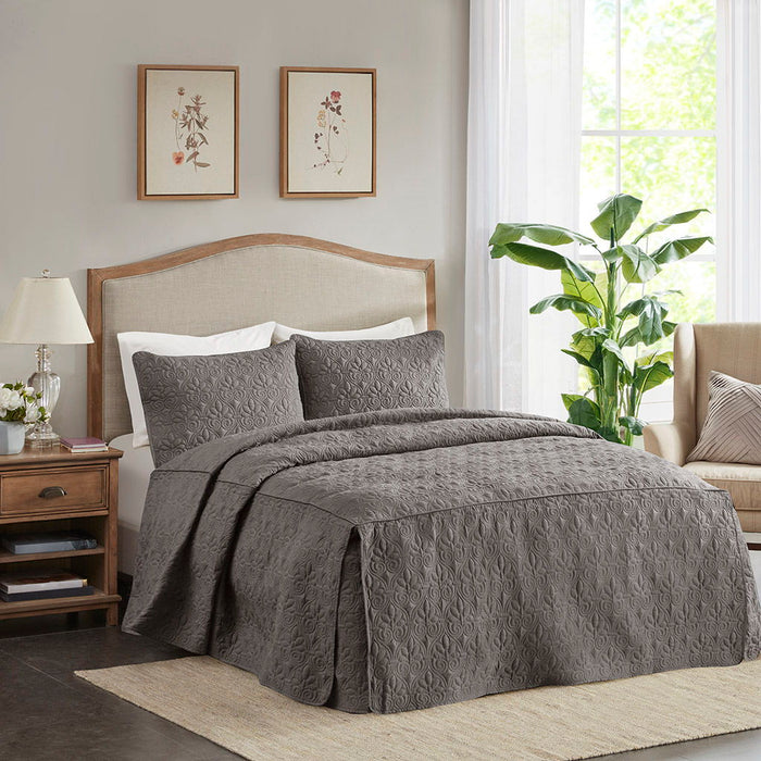 Quebec - Queen Fitted Bedspread (Set of 3) - Dark Gray