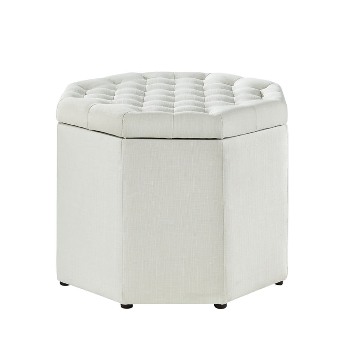 Linen Tufted Specialty Storage - White / Black