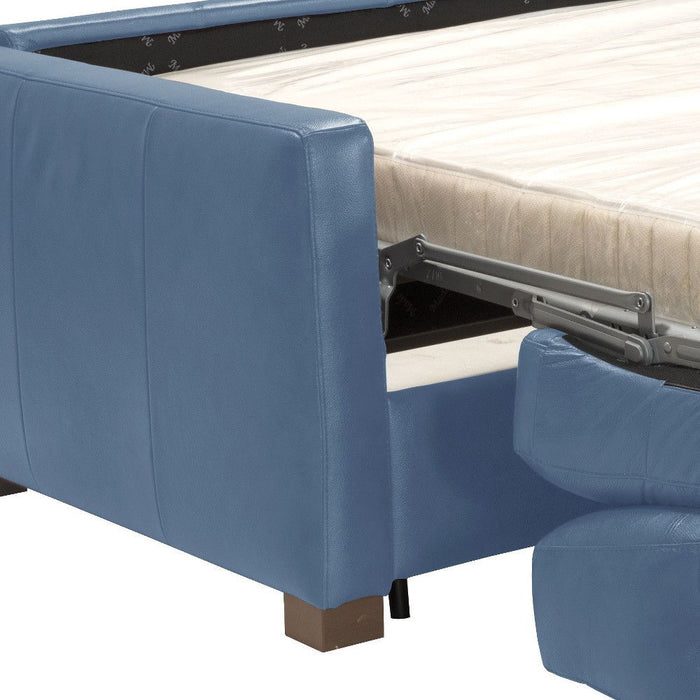 Leather Sleeper Sofa - Blue / Black