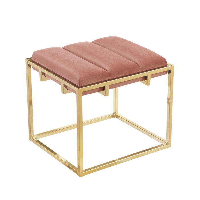 Velvet Ottoman - Blush / Gold