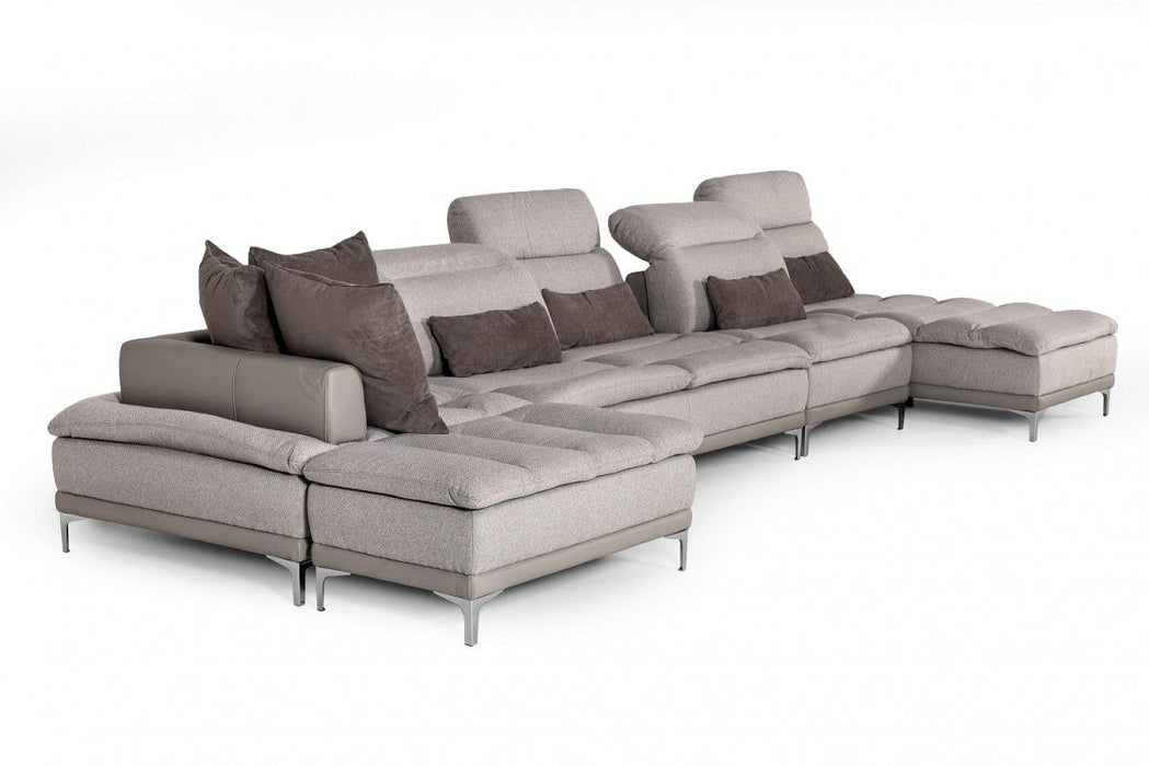 Fabric Foam Wood And Stainless Steel Sectional Sofa - Gray