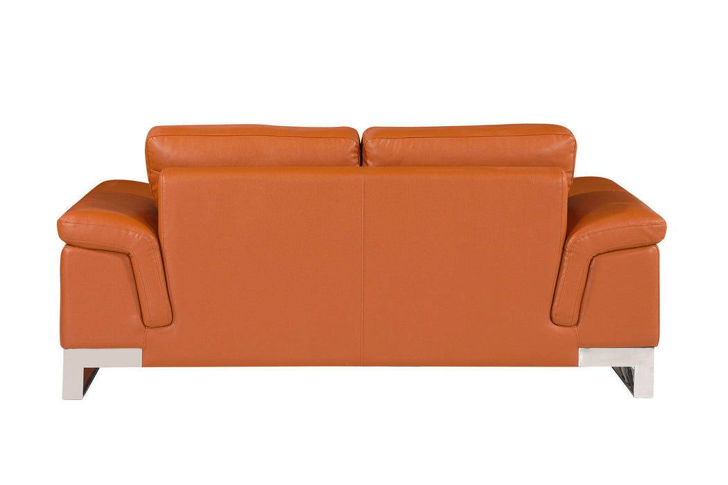 2 Piece Italian Leather Indoor Five Person Seating Set - Camel