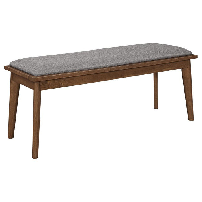 Alfredo - Upholstered Dining Bench - Gray And Natural Walnut - Simple Home Plus
