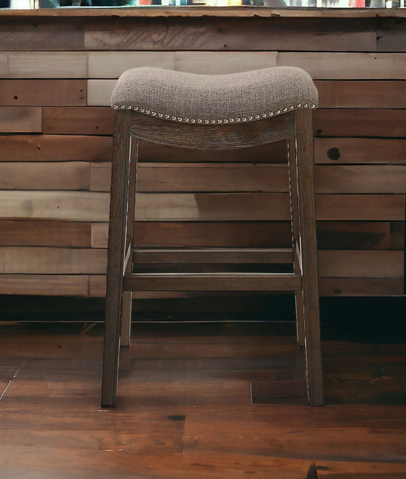 Solid Wood Backless Bar Height Bar Chair - Taupe / Brown