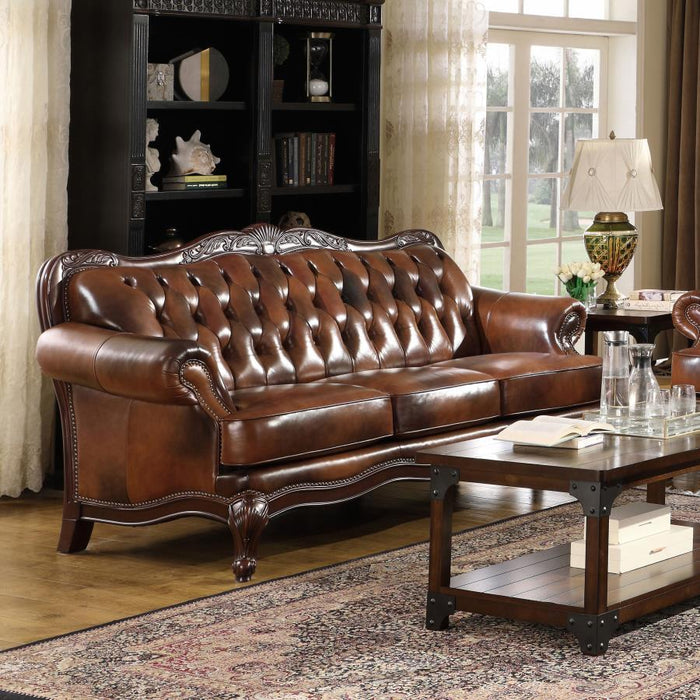 Victoria - Rolled Arm Sofa - Tri-Tone And Brown - Simple Home Plus