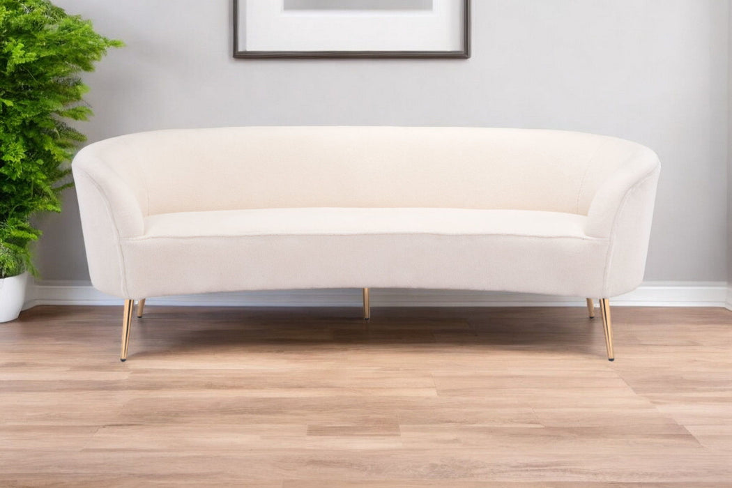 Polyester Sofa With Gold Legs - White