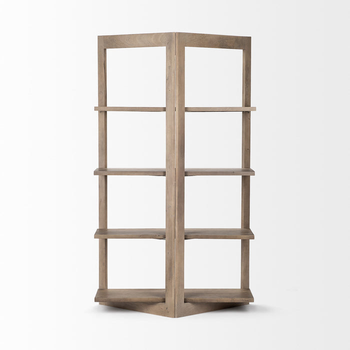 Wood Shelving Unit With 4 Shelves - Light Brown