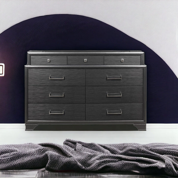 Solid Wood Nine Drawer Double Dresser - Gray