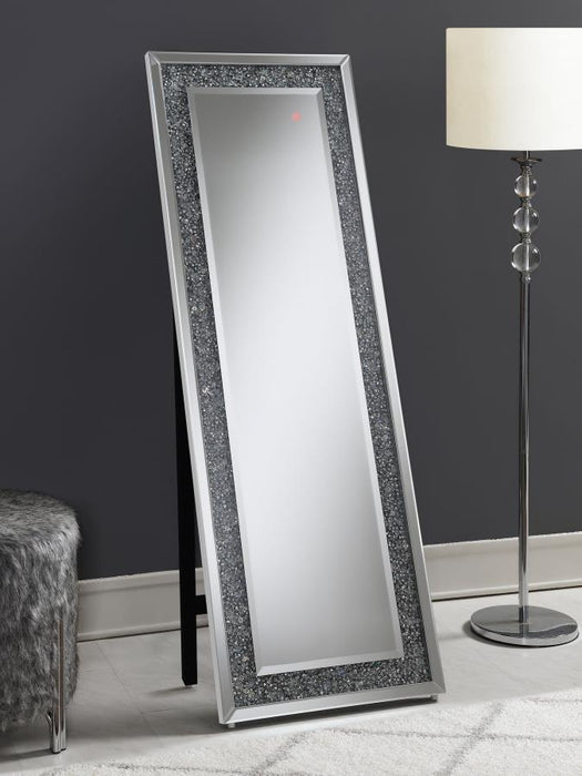 Carisi - Rectangular Standing Mirror With LED Lighting - Silver - Simple Home Plus